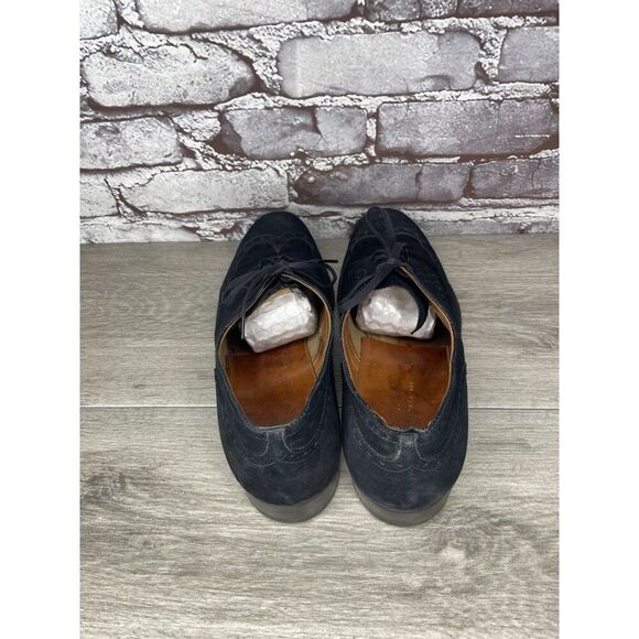 Saks Fifth Ave Blue Suede Leather Wingtip Oxfords Lace Up Shoes Men’s 8M US/41EU - Picture 5 of 16